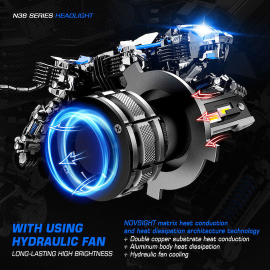 NovSight Λάμπες Αυτοκινήτου H4 LED 6500K Ψυχρό Λευκό 12-24V 80W 2τμχ