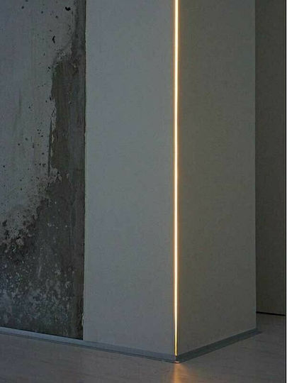 Aca Isla Gemauertes LED-Streifen Aluminiumprofil Ecke mit Opal Abdeckung 200x5x2,2cm