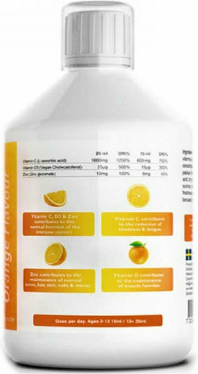 Swedish Nutra Vitamin C Multivitamin für Energie & Stärkung des Immunsystems 1000iu 1000mg Orange 500ml