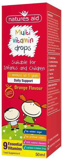 Natures Aid Multi-vitamin Drops Multivitamin Infants & Children for Energy, Immune System Boost & Bone Health 50ml