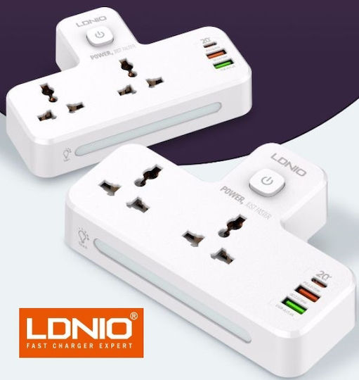 Ldnio SC2311 Socket Adapter From Universal To Greece With 3 USB Ports