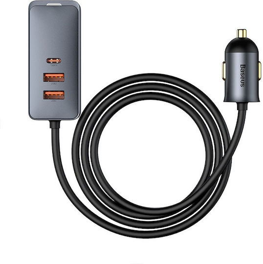Baseus Share Together Încărcător Auto 120W Încărcare Rapidă cu Porturi: 3xUSB 1xType-C Gri Culoare