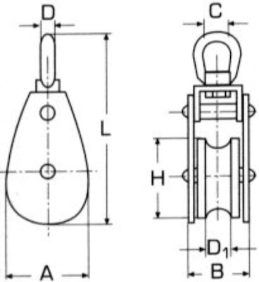 Τροχαλία με Ράουλο Inox A4 50mm