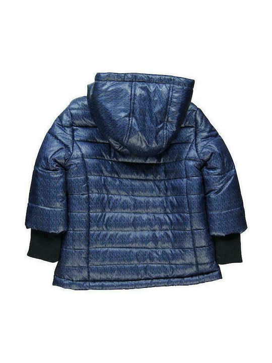 Boboli Kids Quilted Jacket short Hooded Navy Blue