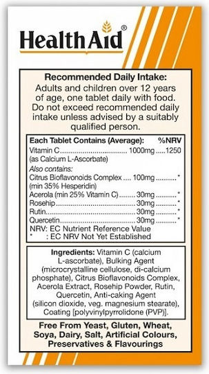 Health Aid Esterified Vitamin C Vitamin for Immune System Boost, the Skin & Antioxidant Action 1000mg 30 x 1 tablets