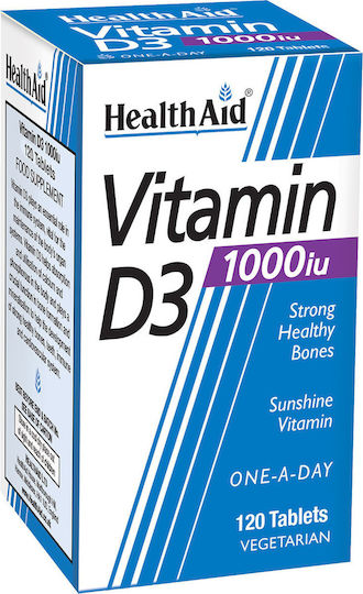Health Aid Vitamin D3 Βιταμίνη για Ενίσχυση του Ανοσοποιητικού & την Υγεία των Οστών 1000iu 120 ταμπλέτες