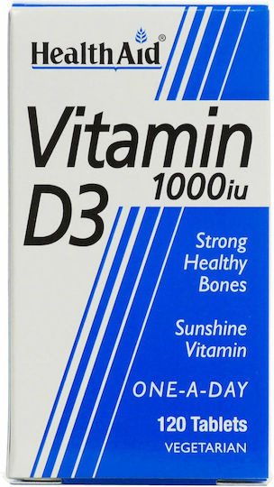 Health Aid Vitamin D3 Βιταμίνη για Ενίσχυση του Ανοσοποιητικού & την Υγεία των Οστών 1000iu 120 ταμπλέτες