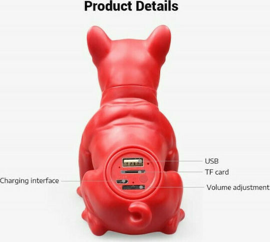 H-M10 Bulldog Head Rotatable Ηχείο Bluetooth 5W με Ραδιόφωνο και Διάρκεια Μπαταρίας έως 6 ώρες Κόκκινο