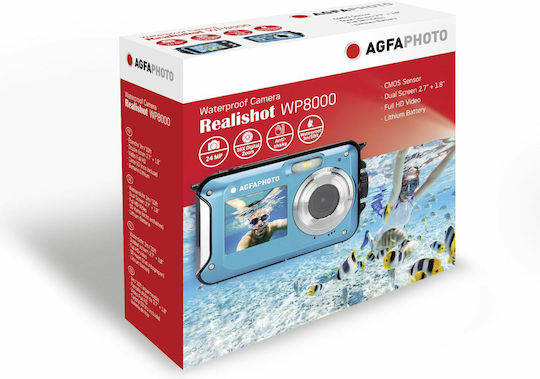 AgfaPhoto Realishot WP8000 Compact Φωτογραφική Μηχανή 8MP με Οθόνη 2.7" και Ανάλυση Video 2688 x 1520 pixels Μπλε
