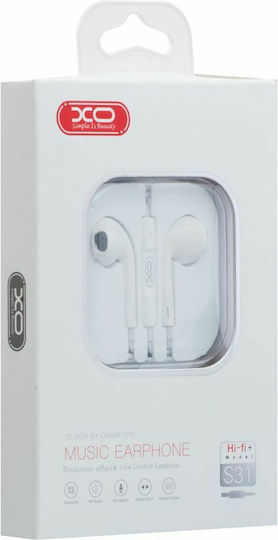 XO S31 Handsfree cu două căști cu mufă 3.5mm Alb
