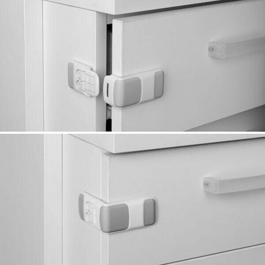 Inofix Cabinet & Drawer Lock with Sticker made of Plastic in White Color 7.6x7.6x4.1εκ. 1pcs