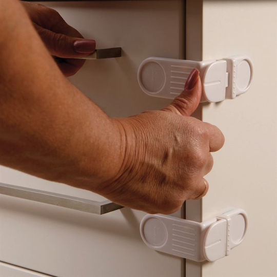 Dreambaby Cabinet & Drawer Lock with Sticker made of Plastic in White Color 11.6εκ. 2pcs