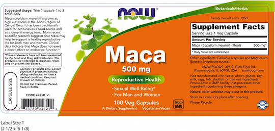 Now Foods Maca 100 capsule veget