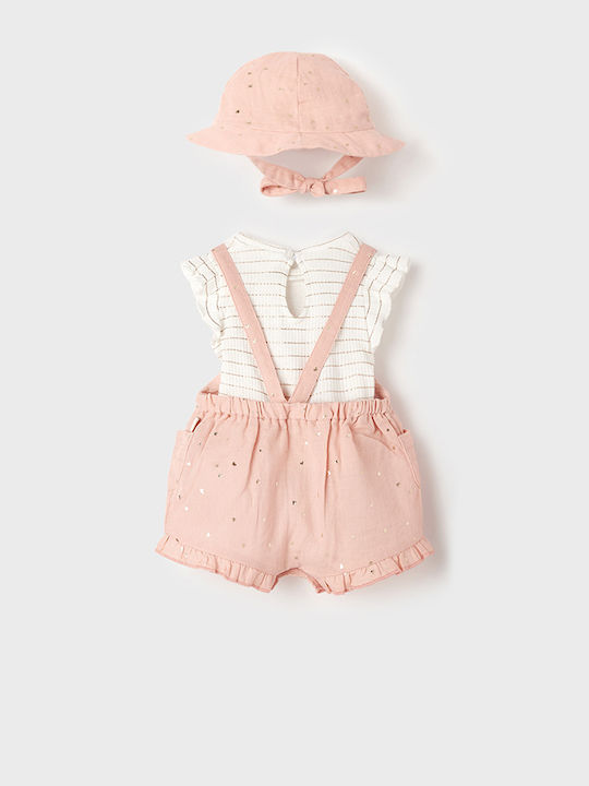 Mayoral Baby Bodysuit Set Short-Sleeved with Accessories Pink