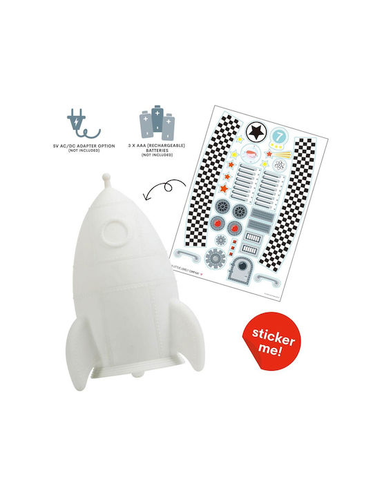 A Little Lovely Company Led Kids Decorative Lamp Rocket with Color Changes White 13x13x20εκ.