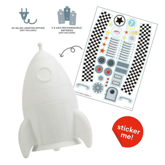 A Little Lovely Company Led Kids Decorative Lamp Rocket with Color Changes White 13x13x20εκ.