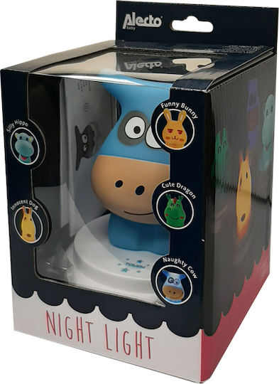 Alecto Baby LED Kinder Dekorative Lampe Naughty Cow Blau 12x12x15εκ.