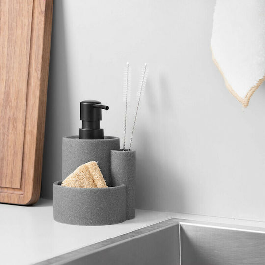 Navaris Tabletop Plastic Dispenser for the Kitchen with Sponge Holder Gray