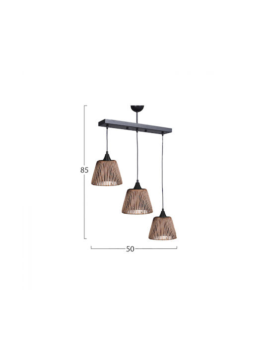 HomeMarkt Pendant Light Three-Light for Socket E27 Black