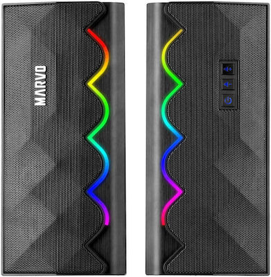 Marvo SG-269 Computerlautsprecher 2.0 mit RGB-Beleuchtung und Bluetooth in Schwarz Farbe