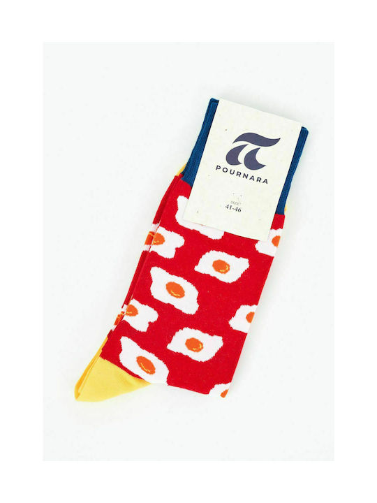 Pournara Αυγά Men's Patterned Socks Red