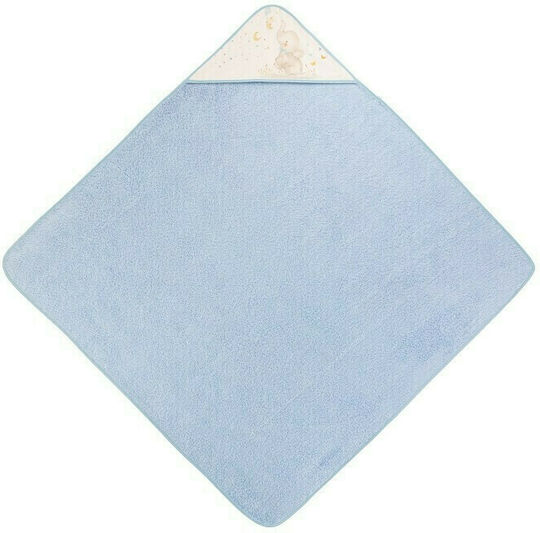 Interbaby Baby-Badetuch mit Kapuzen Elefante Hellblau 100x100cm