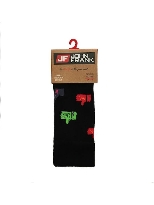 John Frank Herren Gemusterte Socken Schwarz 1Pack