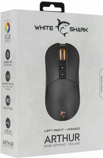 White Shark Arthur RGB Gaming Ποντίκι 10000 DPI Μαύρο