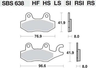 SBS Motorcycle Brake Pads Kawasaki EX 300 13' / Z300 15'-16' / Yamaha YBR 250 07'-11' for Kawasaki EX 300 / Z300 Yamaha YBR 250