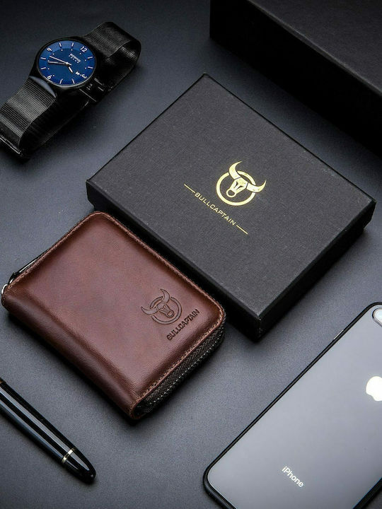 Leather Men's Wallet Cards with RFID Brown