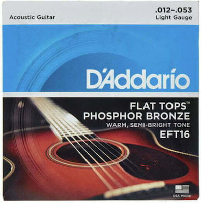 Daddario Set Fosfor bronz de Corzi pentru Chitară acustică Flat Tops Lumină 12 - 53"