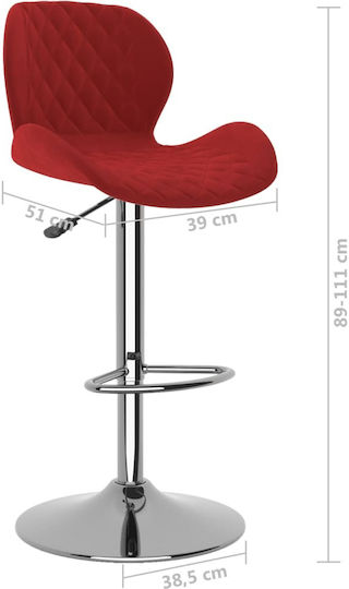 Hocker Bar mit Rückenlehne & Höhenverstellbar Bordeaux 2Stück 39x51x89-111cm