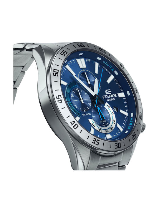 Casio Edifice Men's Watch 50.5mm Chronograph Battery with Silver Metal Bracelet