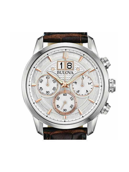 Bulova Classic Ceas Cronograf Baterie cu Maro Brățară din piele