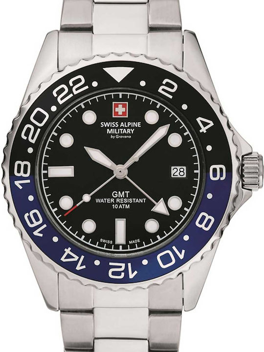 Swiss Alpine Military by Grovana Men's Watch 43mm Battery with Silver Metal Bracelet