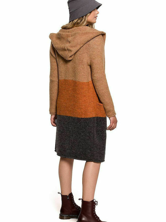 BE Knit Long Women's Knitted Cardigan Brown