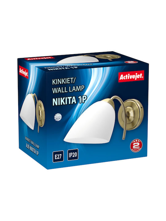 Active Jet Nikita 1P Clasic Lumină de Perete cu Soclu E27 Auriu 30x30x12cm