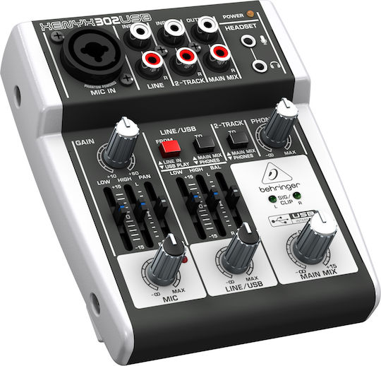 Behringer Xenyx 302 USB Mixer Αναλογική Κονσόλα 5 Καναλιών με Phantom Power & 1 Εισόδο XLR