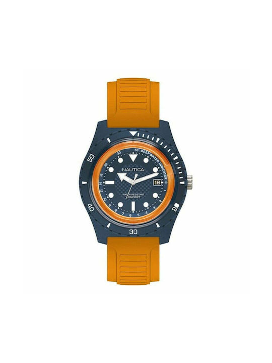 Nautica Ibiza Watch Battery with Orange Rubber Strap