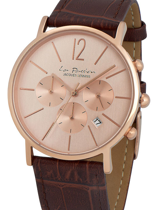 Jacques Lemans La Passion Watch Battery with Leather Strap Jacques Lemans La Passion Watch Battery with Leather Strap