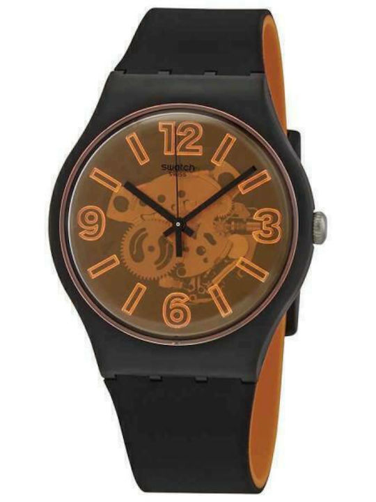 Swatch Orangeboost Ανδρικό Ρολόι 41mm Μπαταρίας με Μαύρο Καουτσούκ Λουράκι