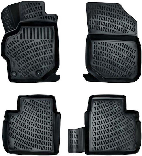 Rizline Set of Front and Rear Mats 4pcs Tray Type for Peugeot 301 2012 Black
