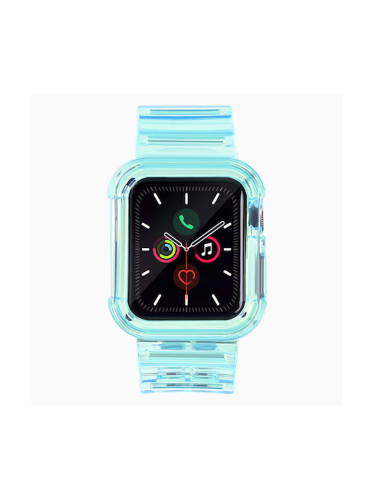 Hurtel Light Set Case & Curea Silicon Albastru (Apple Watch 44/45/46mm/Ultra 49mm) Hurtel Light Set Case & Curea Silicon Albastru (Apple Watch 44/45/46mm/Ultra 49mm)