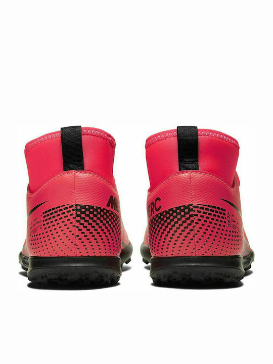 Superfly 7 Club TF Kids Turf Soccer Shoes with Sock Red