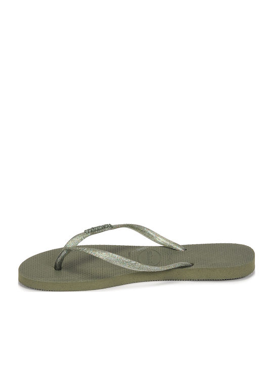 Slim Logo Metallic Flip Flops In Khaki Colour 4119875-0869