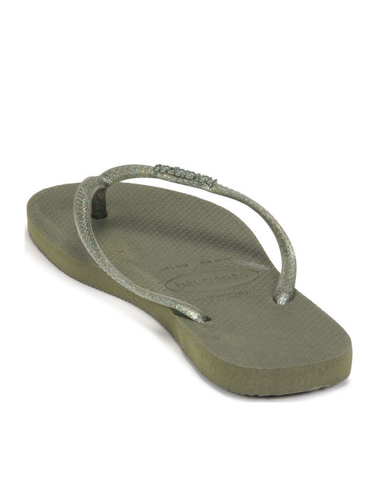 Slim Logo Metallic Flip Flops In Khaki Colour 4119875-0869