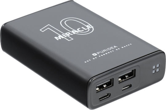Puridea S15 Power Bank 10000mAh με 2 Θύρες USB-A Μαύρο