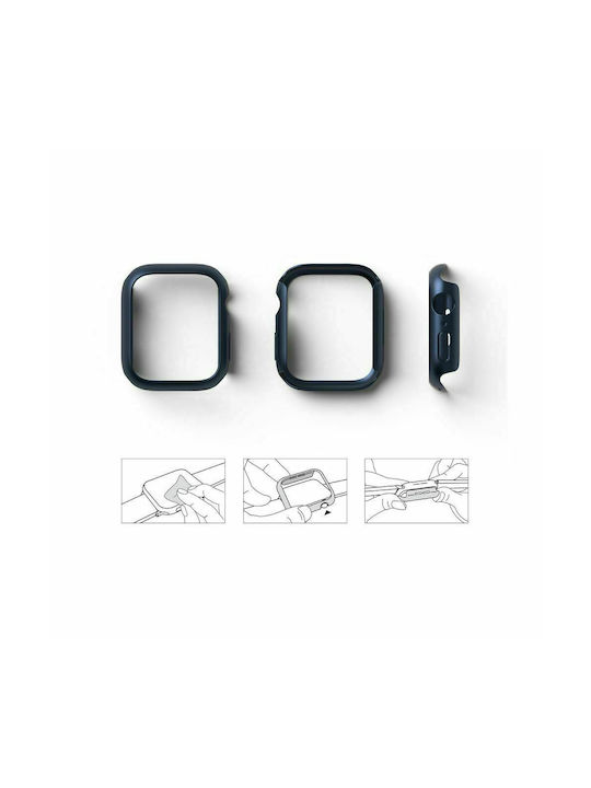 Ringke Slim 2-Pack Пластмасов Калъф Clear & Metallic Blue за Apple Watch 45 мм