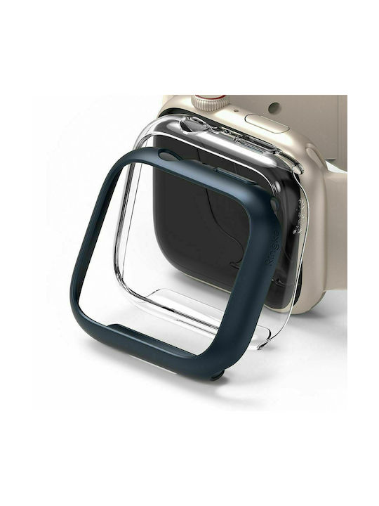 Ringke Slim 2-Pack Пластмасов Калъф Clear & Metallic Blue за Apple Watch 45 мм