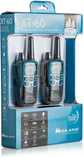 Midland XT60 Walkie Talkie with Monochrome Screen Set of 2pcs In Blue Color